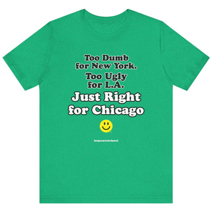 Funny Chicago T-Shirt - Copyright 2024 - It's Great To Be Here (R) Graphic Tee Shirts - Festa Parties Incorporated, www.GreatToBeHere.com, Vero Beach, Florida USA, All Rights Reserved