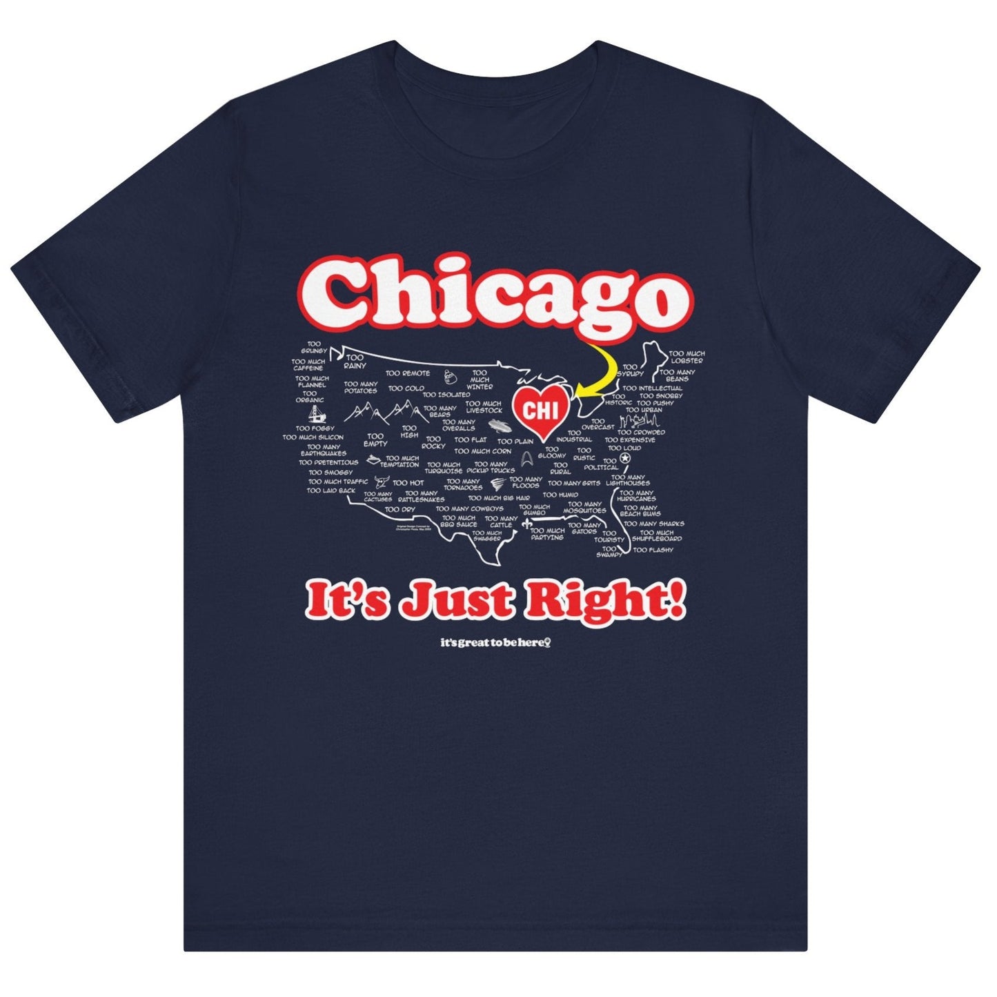 Chicago Unisex T-Shirt (Latin Charm) || www.GreatToBeHere.com || Funny T-Shirt, Copyright 2024 Festa Parties Incorporated