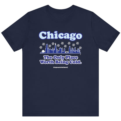 Funny Chicago T-Shirt - Copyright 2024 - It's Great To Be Here (R) Graphic Tee Shirts - Festa Parties Incorporated, www.GreatToBeHere.com, Vero Beach, Florida USA, All Rights Reserved