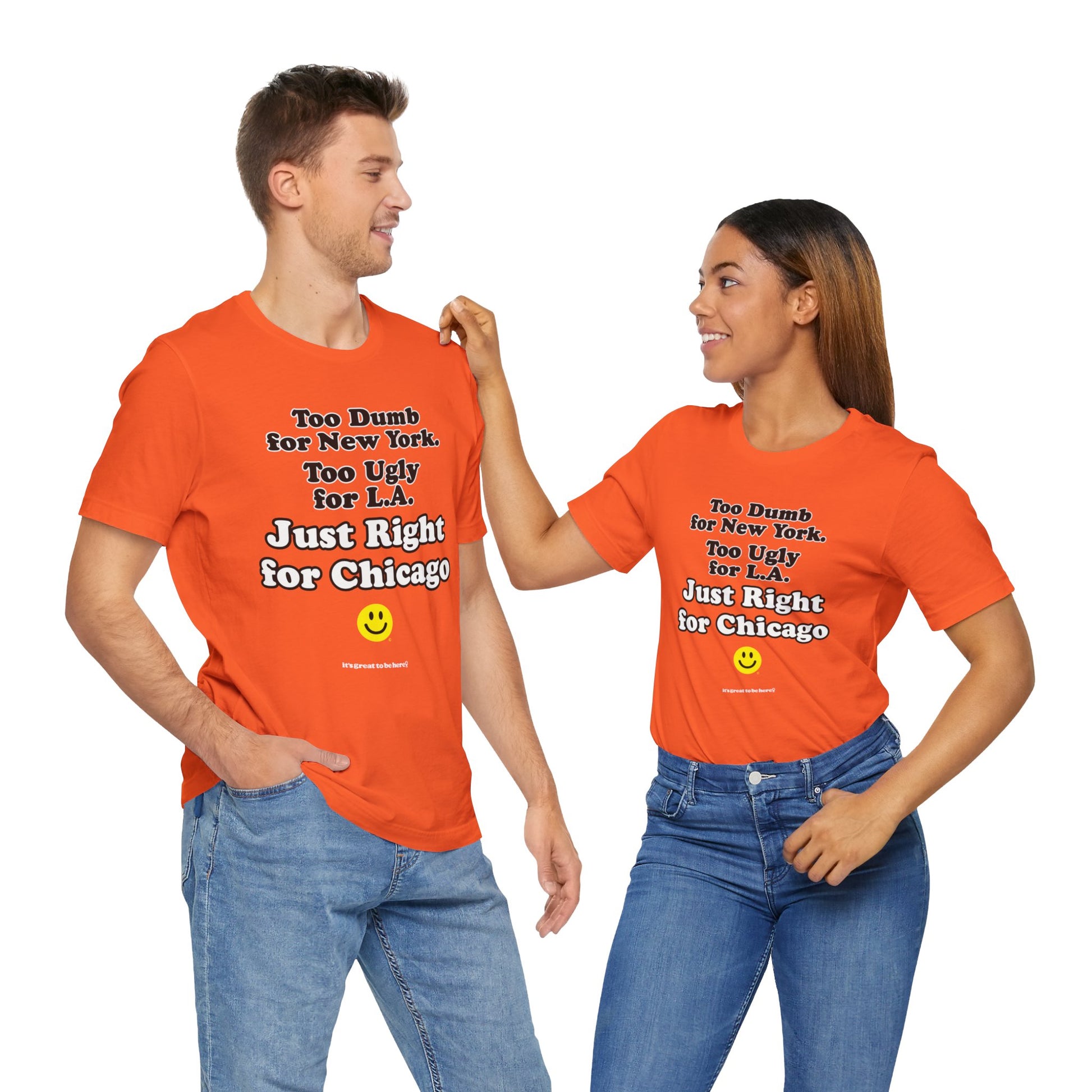 Funny Chicago T-Shirt - Copyright 2024 - It's Great To Be Here (R) Graphic Tee Shirts - Festa Parties Incorporated, www.GreatToBeHere.com, Vero Beach, Florida USA, All Rights Reserved