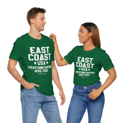 East Coast Unisex Tee Shirt (Fun Green) || www.GreatToBeHere.com || Funny T-Shirt, Copyright 2024 Festa Parties Incorporated