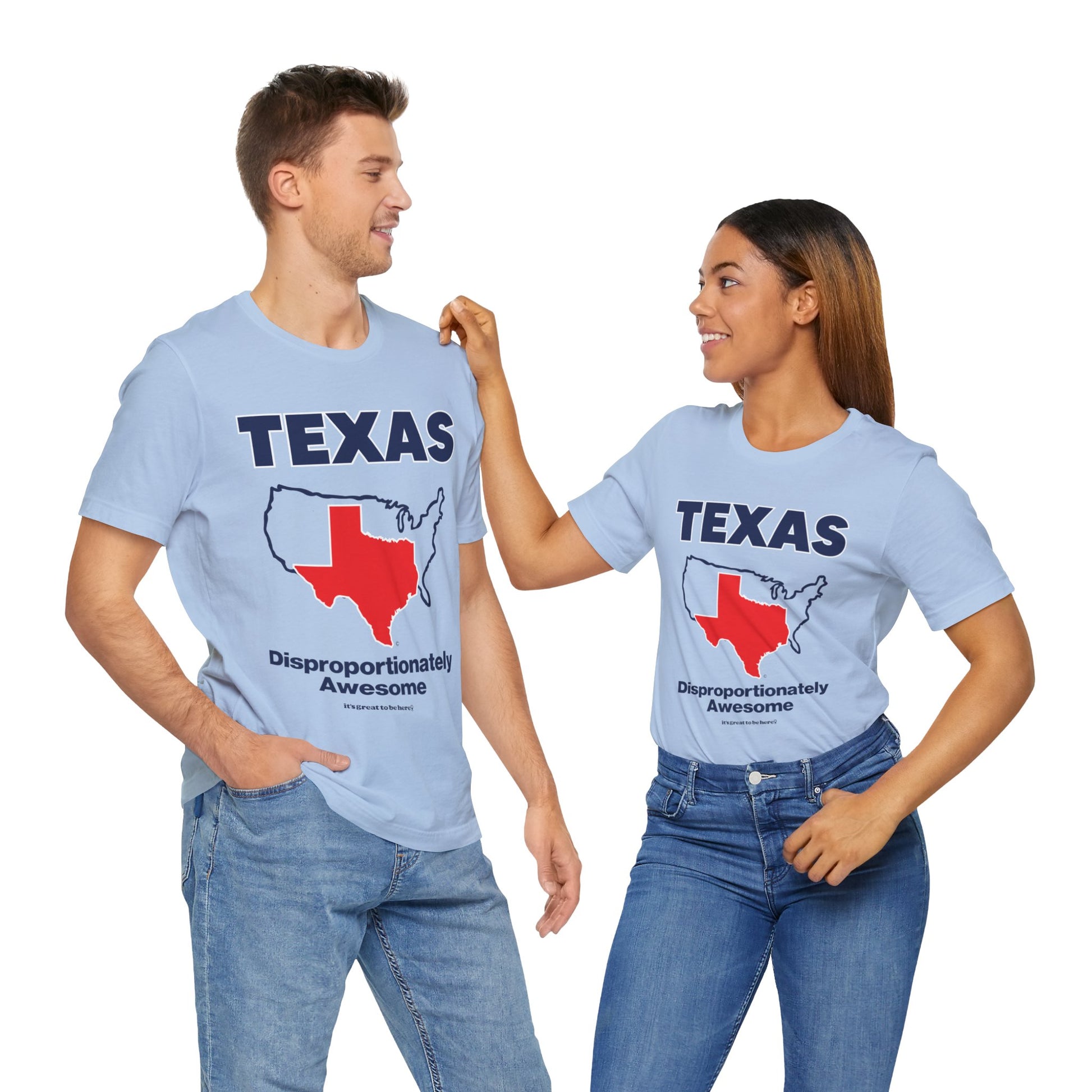Funny Texas T-Shirt - Copyright 2024 - It's Great To Be Here (R) Graphic Tee Shirts - Festa Parties Incorporated, www.GreatToBeHere.com, Vero Beach, Florida USA, All Rights Reserved