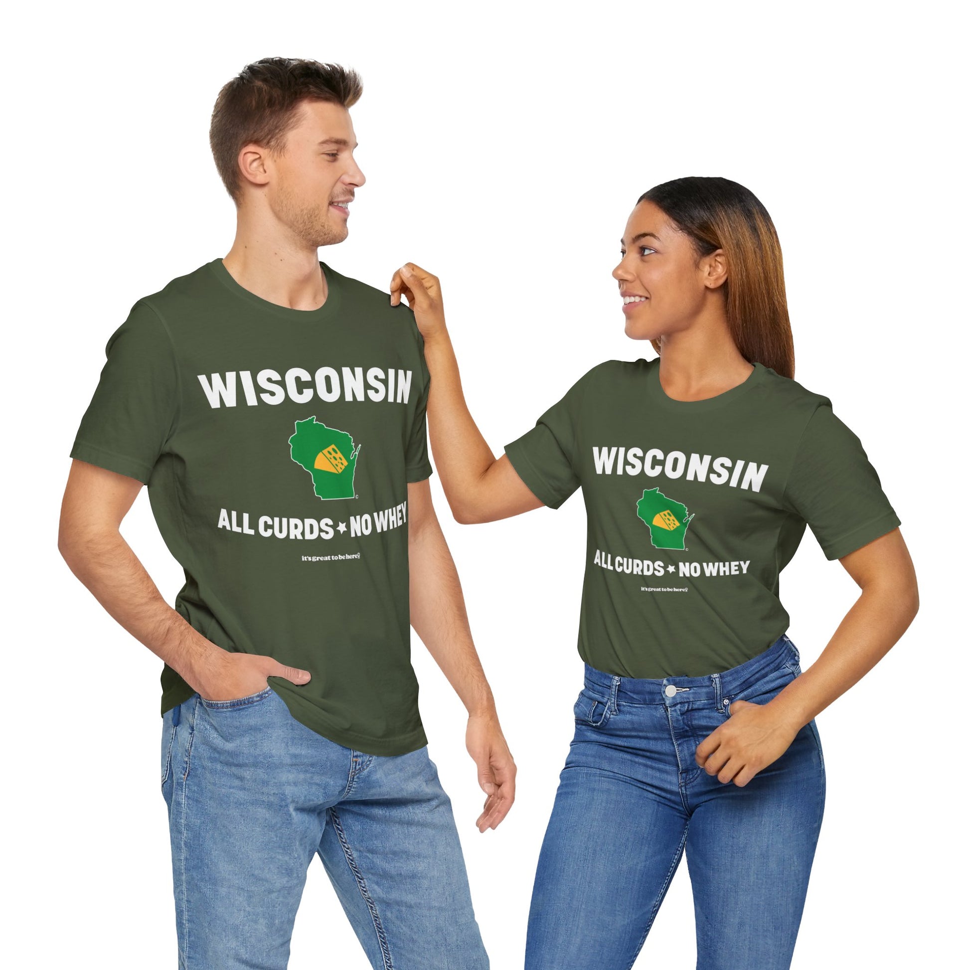 Wisconsin Unisex Tee Shirt (Lunar Green) || www.GreatToBeHere.com || Funny T-Shirt, Copyright 2024 Festa Parties Incorporated
